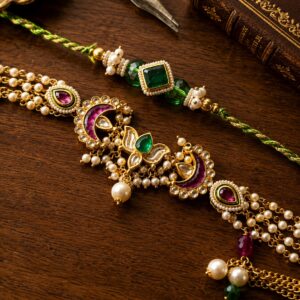 Royal Kundan Pearl Rakhi & Lumba Set